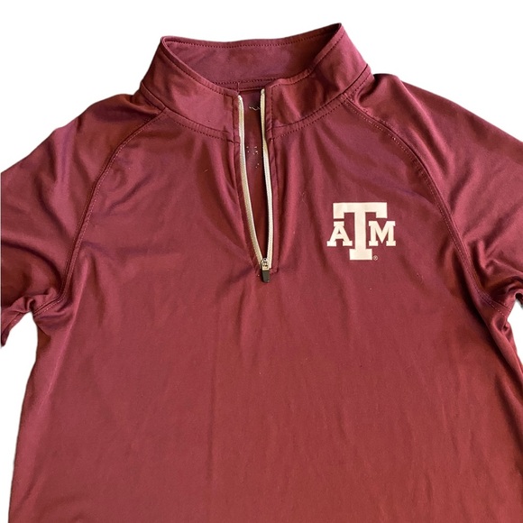 A&M Collegiate Long Sleeve Workout Pull over 1/4 zip up  Shirt - Picture 5 of 6